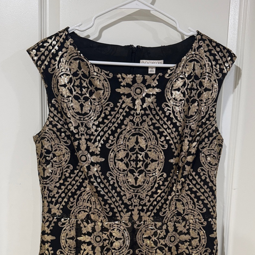 Eva Mendes for New York & Company Black and Gold Sequin Mini Dress - Picture 2 of 8